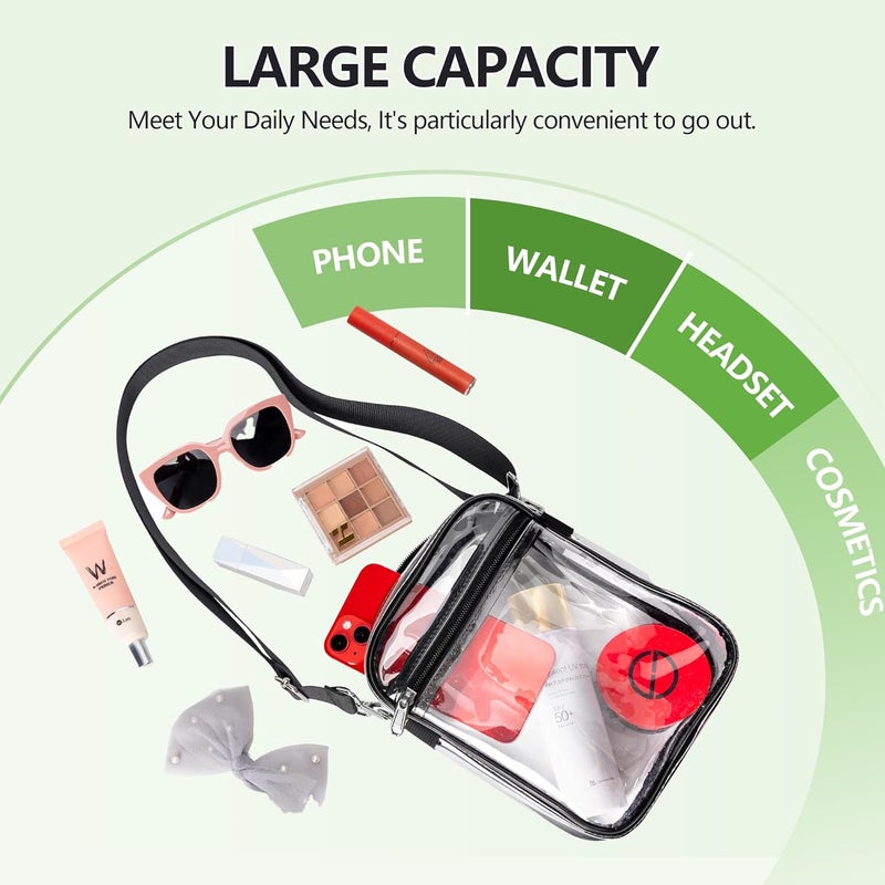 MAYTREE Clear Purse Stadium Approved with Adjustable Strap, 8.5”x6.8”x3” Clear Bag for Stadium Events, Concerts, Work - Image 3